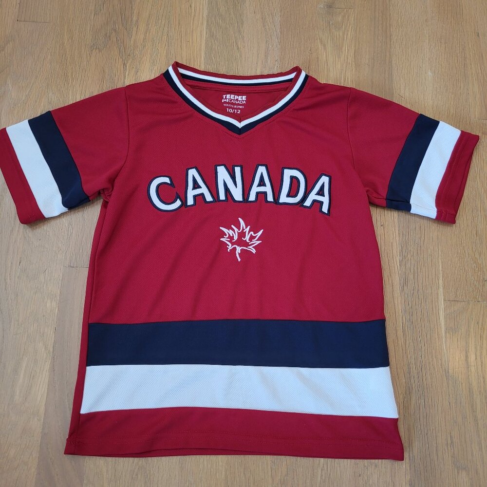 Canadian Hockey Jersey Youth 10 12 Red Olympic Mapleleaf V Neck by Teepee